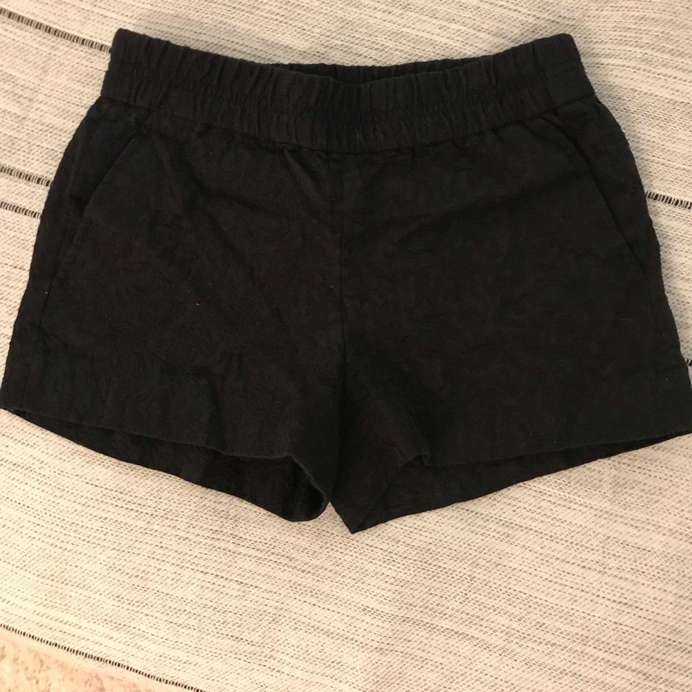 NWOT J. Crew Black Embroidered Short